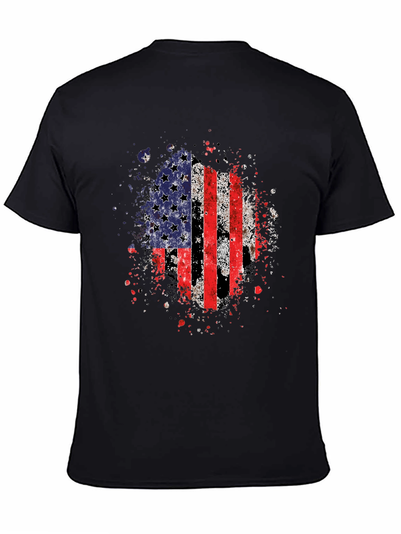 American Flag Graphic Print Black T-Shirt