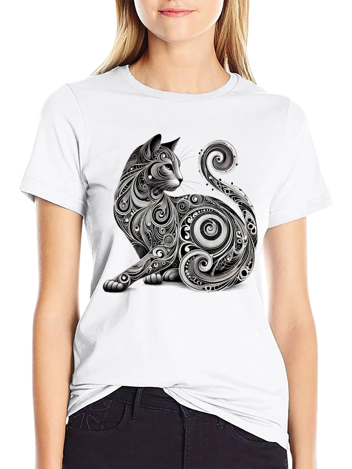 Stylish Cat Graphic Tee - Unique Design