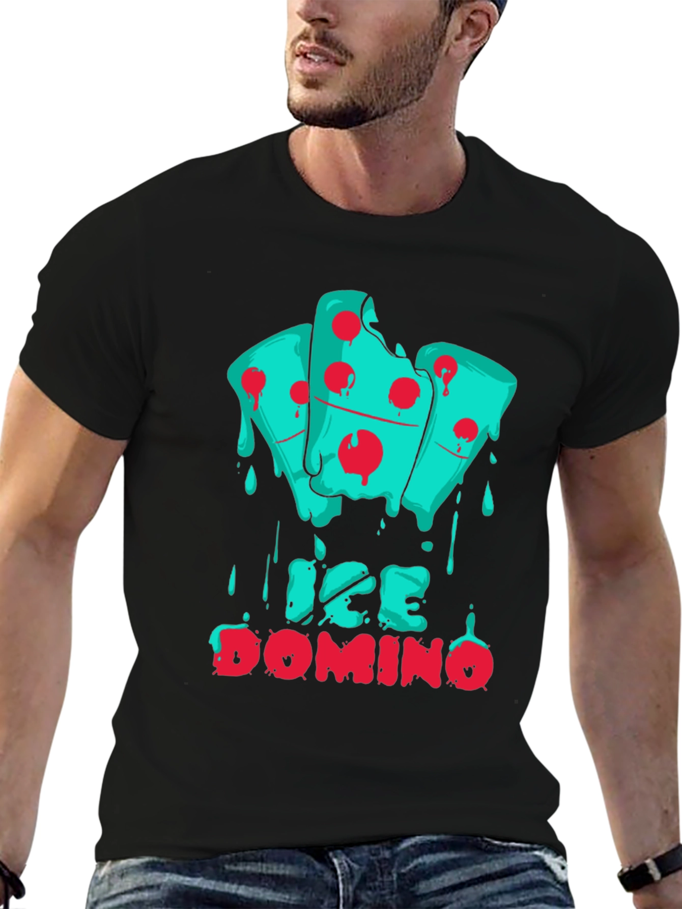 Ice Domino Graphic Print Black T-Shirt