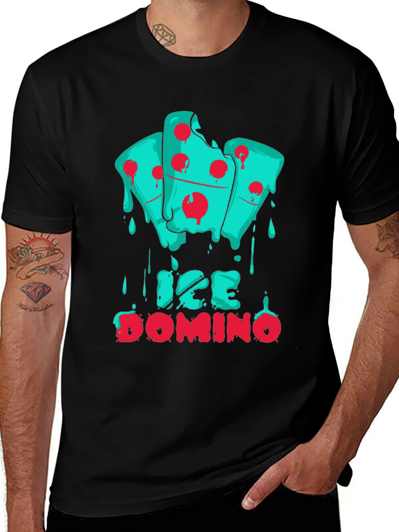 Ice Domino Graphic Print Black T-Shirt