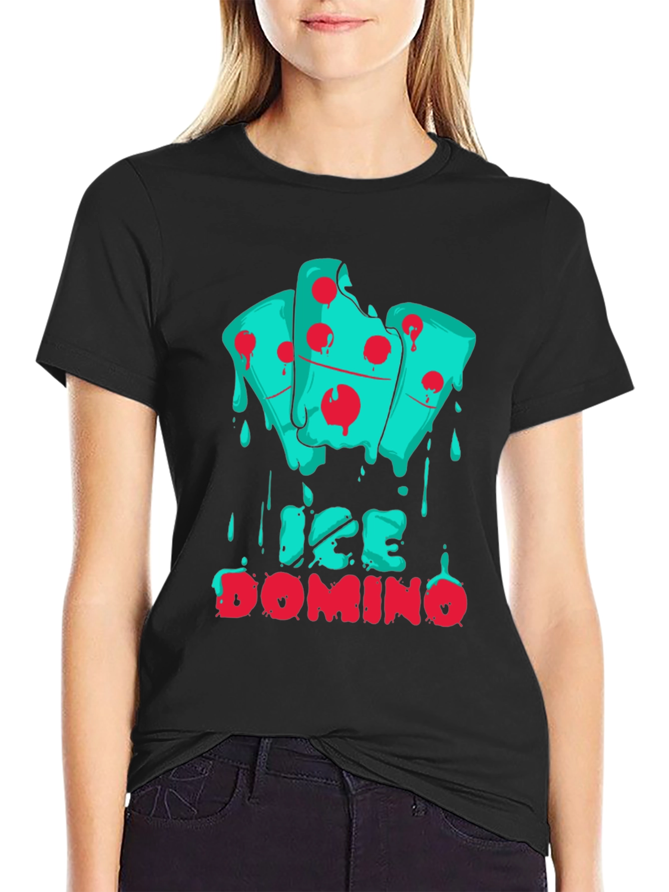 Ice Domino Graphic Print Black T-Shirt