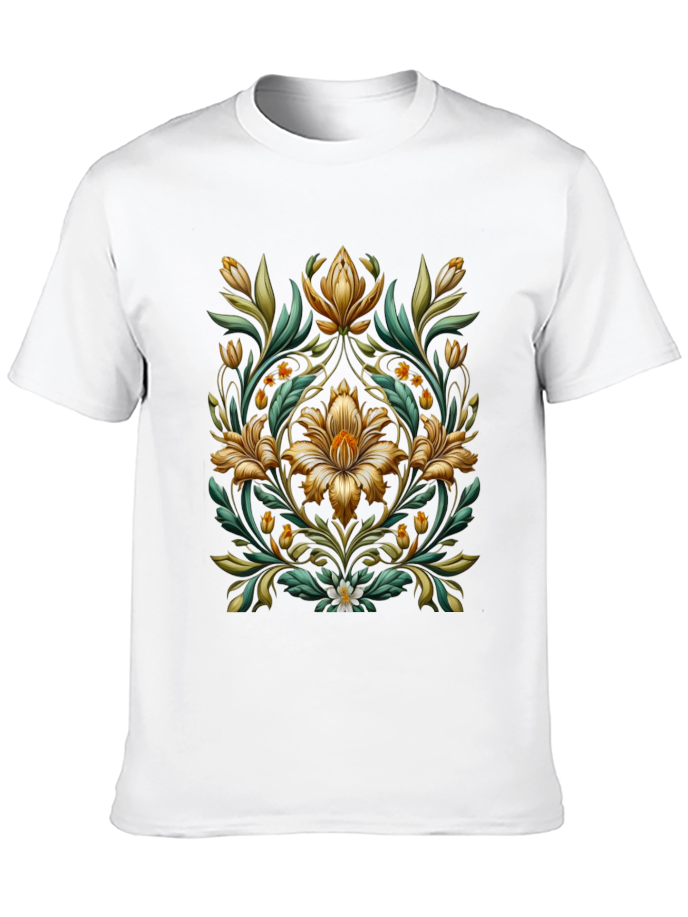 Floral Baroque Style Black T-Shirt