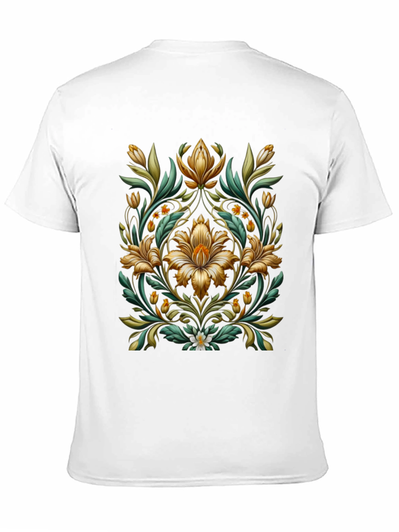 Floral Baroque Style Black T-Shirt