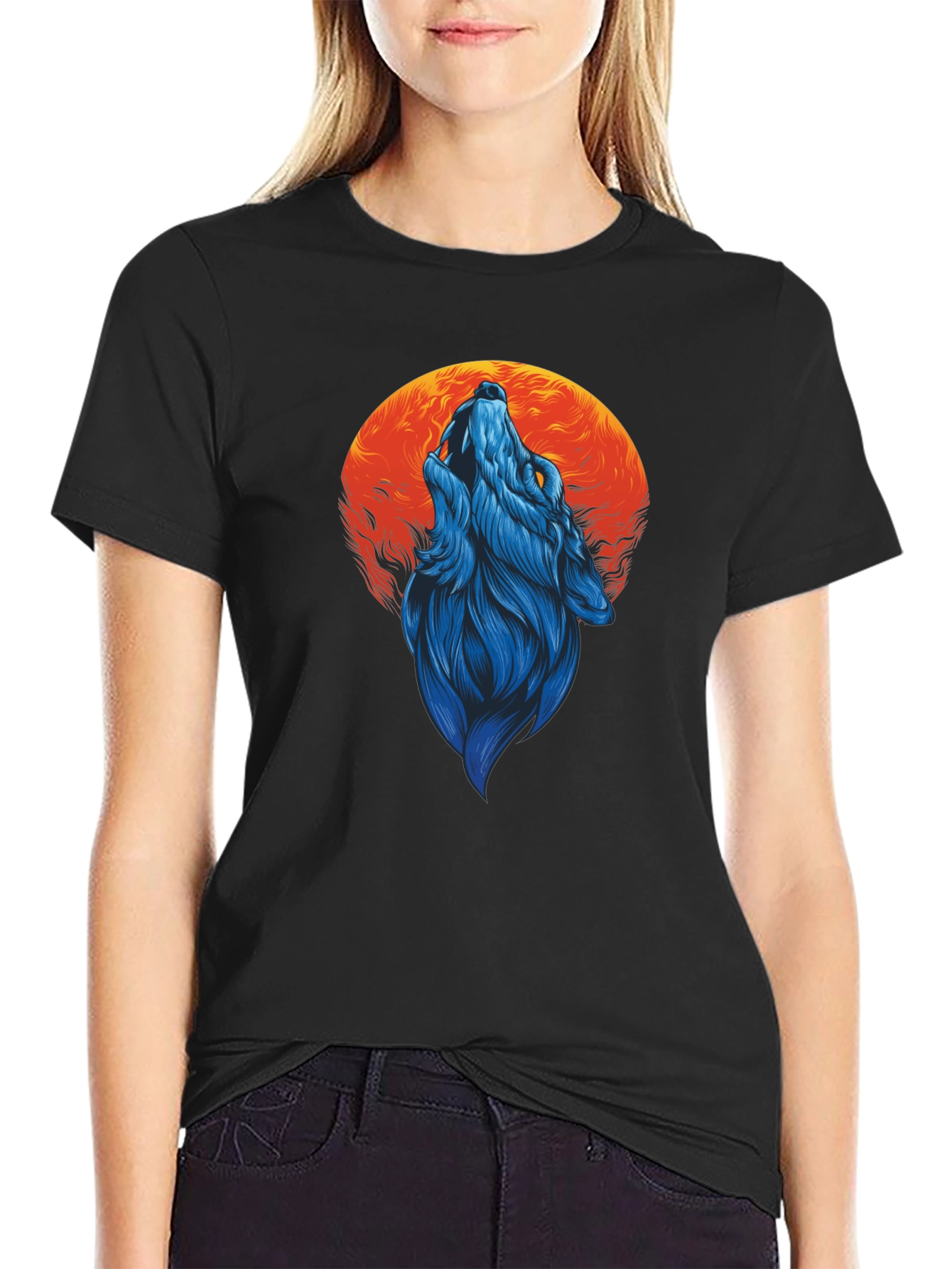 Wolf Moon T-Shirt - Black Graphic Tee