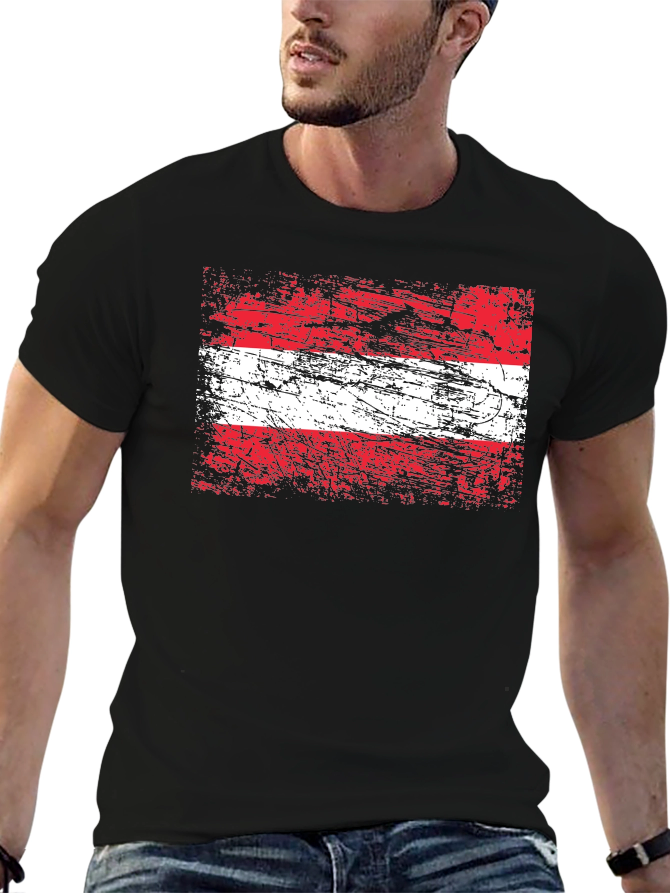 Austria Flag T-Shirt Distressed Graphic Tee