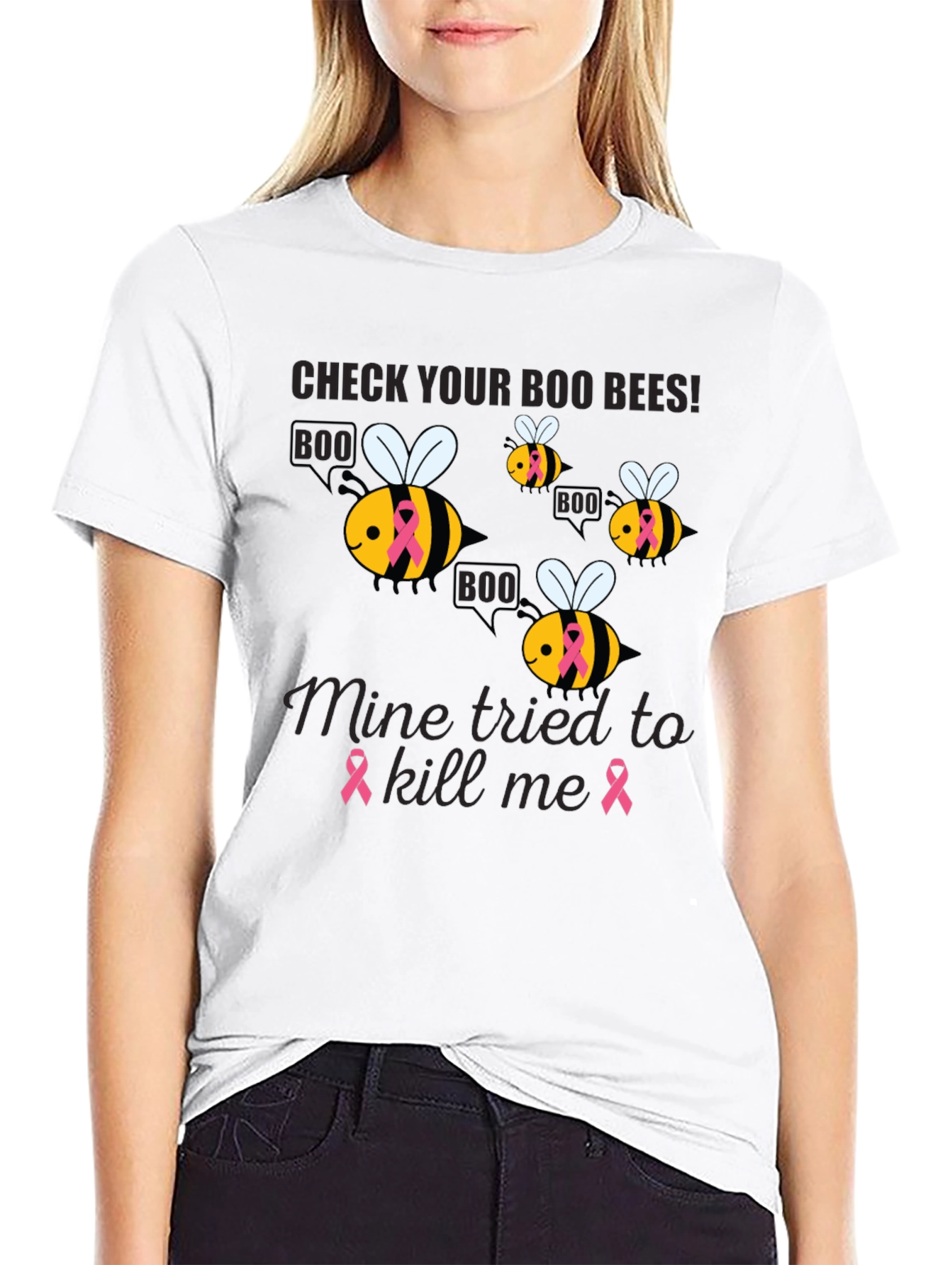 Check Your Boo Bees Breast Cancer Awareness T-Shirt