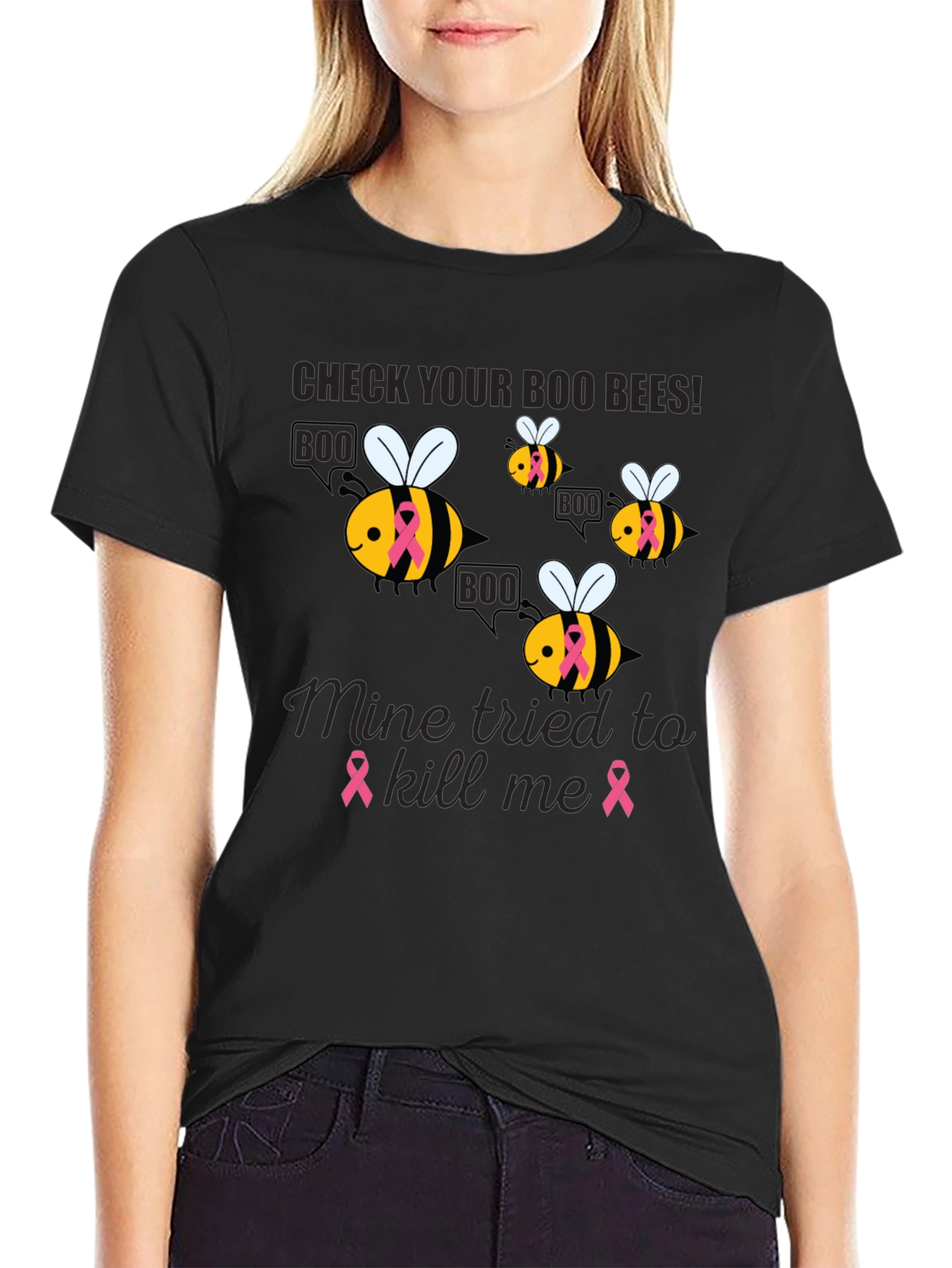 Check Your Boo Bees Breast Cancer Awareness T-Shirt