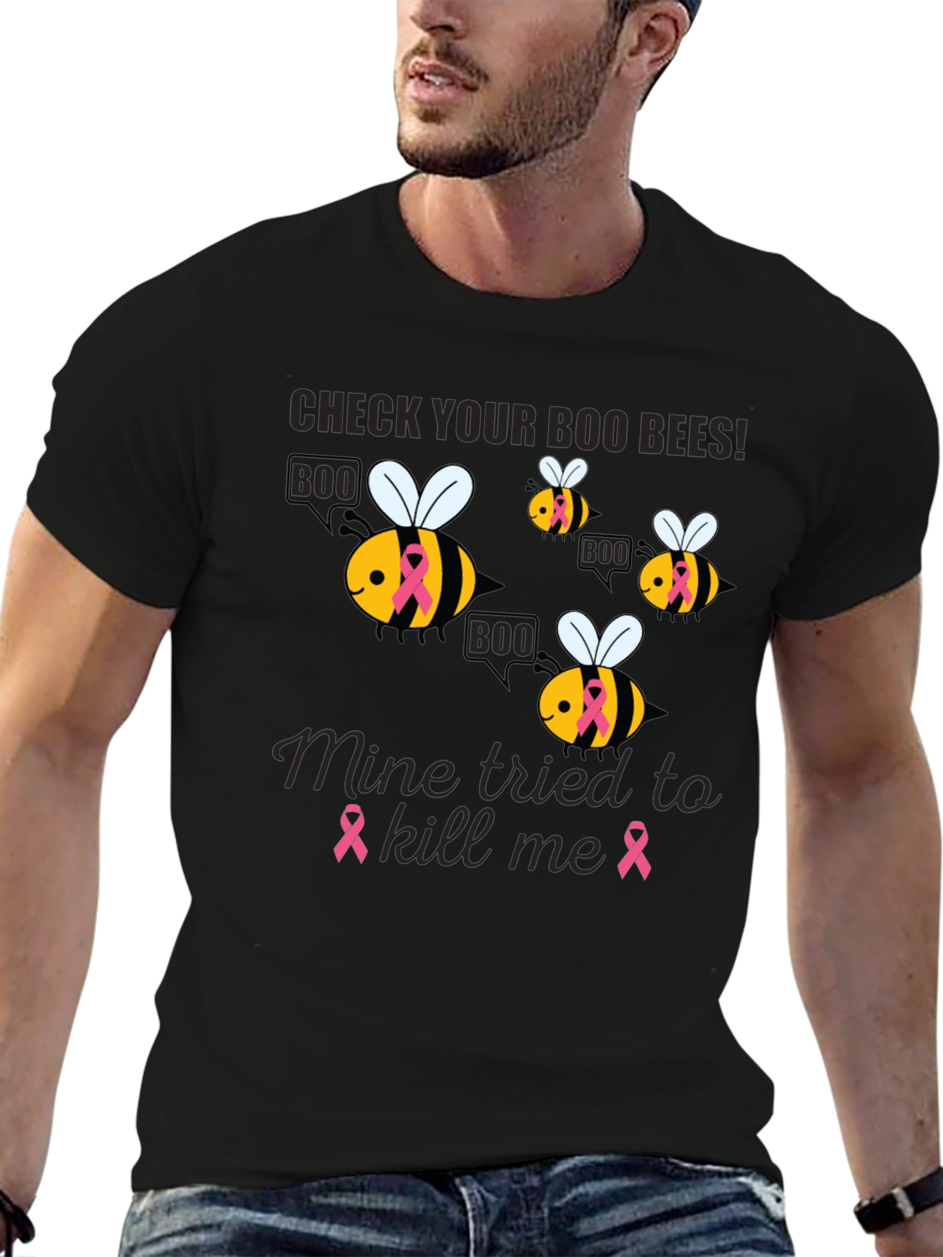 Check Your Boo Bees Breast Cancer Awareness T-Shirt