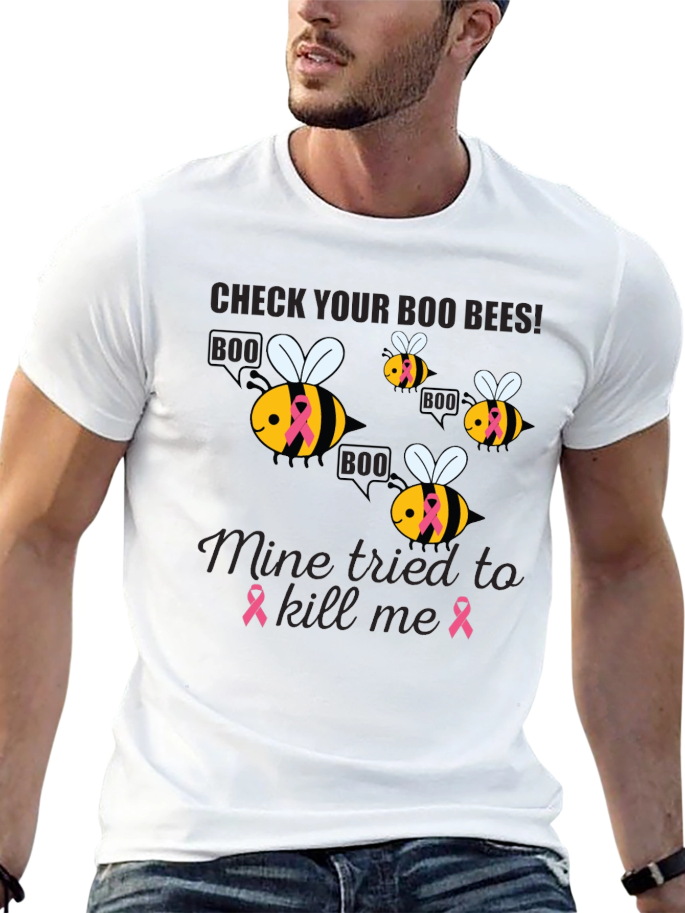 Check Your Boo Bees Breast Cancer Awareness T-Shirt
