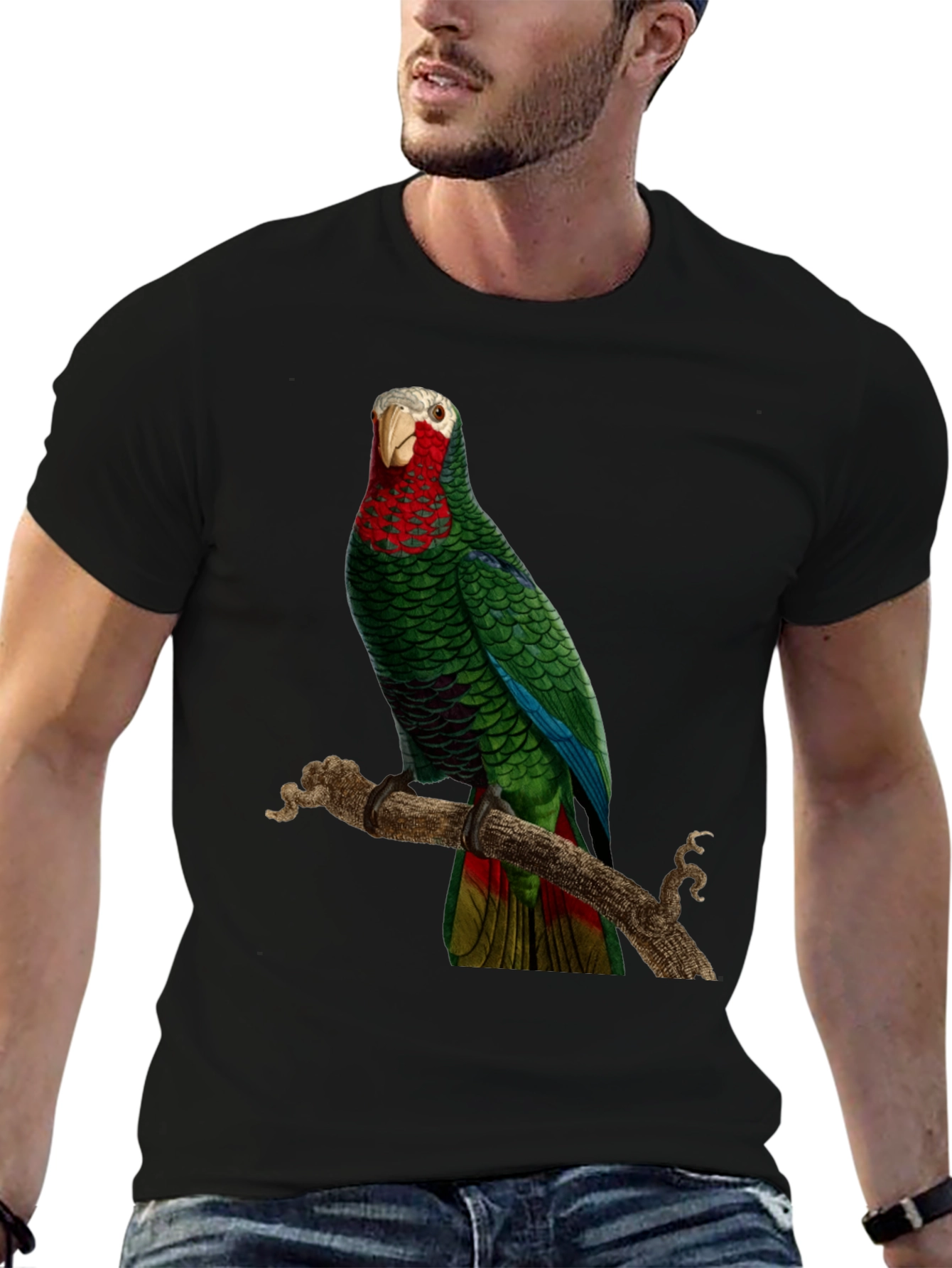 Parrot Graphic T-Shirt - Green Bird Design