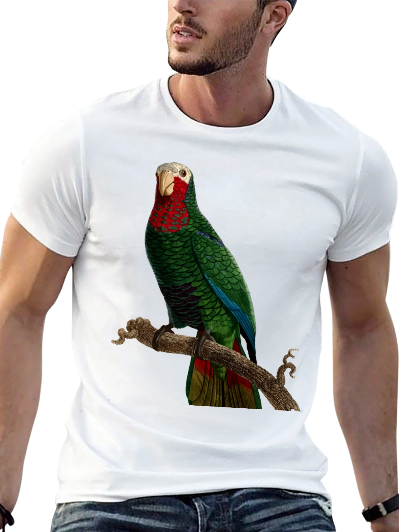 Parrot Graphic T-Shirt - Green Bird Design