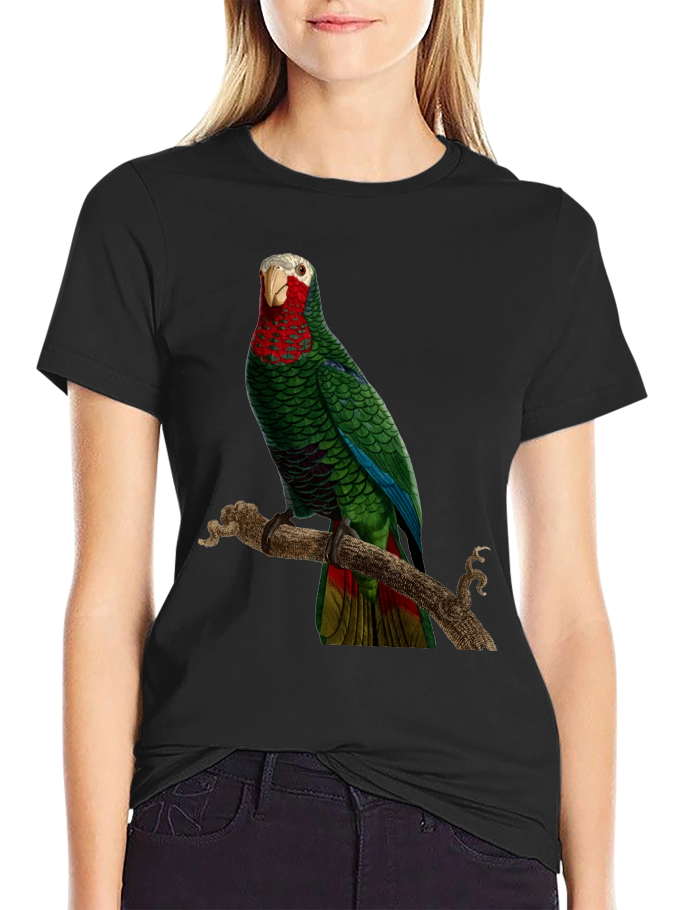 Parrot Graphic T-Shirt - Green Bird Design