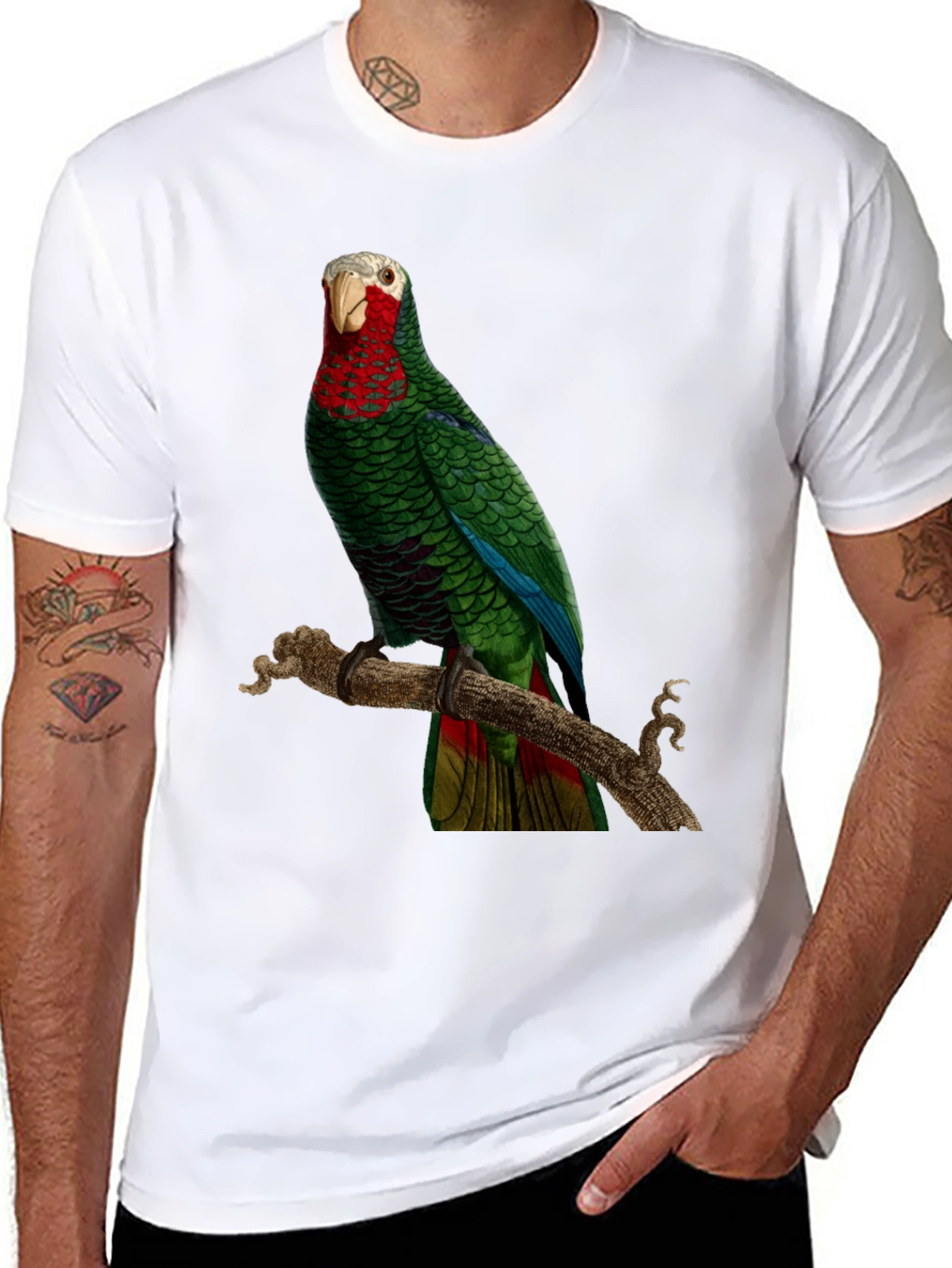Parrot Graphic T-Shirt - Green Bird Design