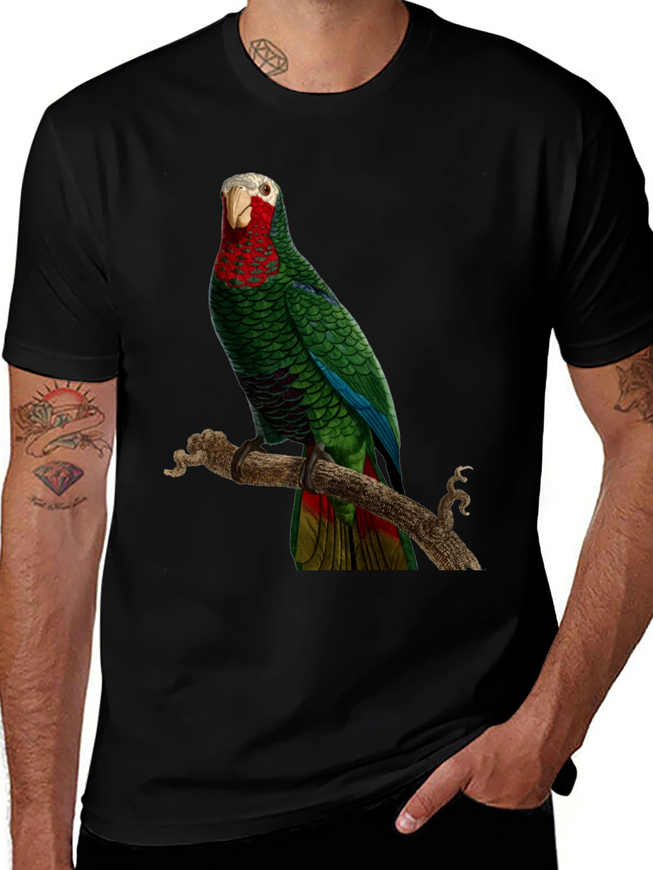 Parrot Graphic T-Shirt - Green Bird Design