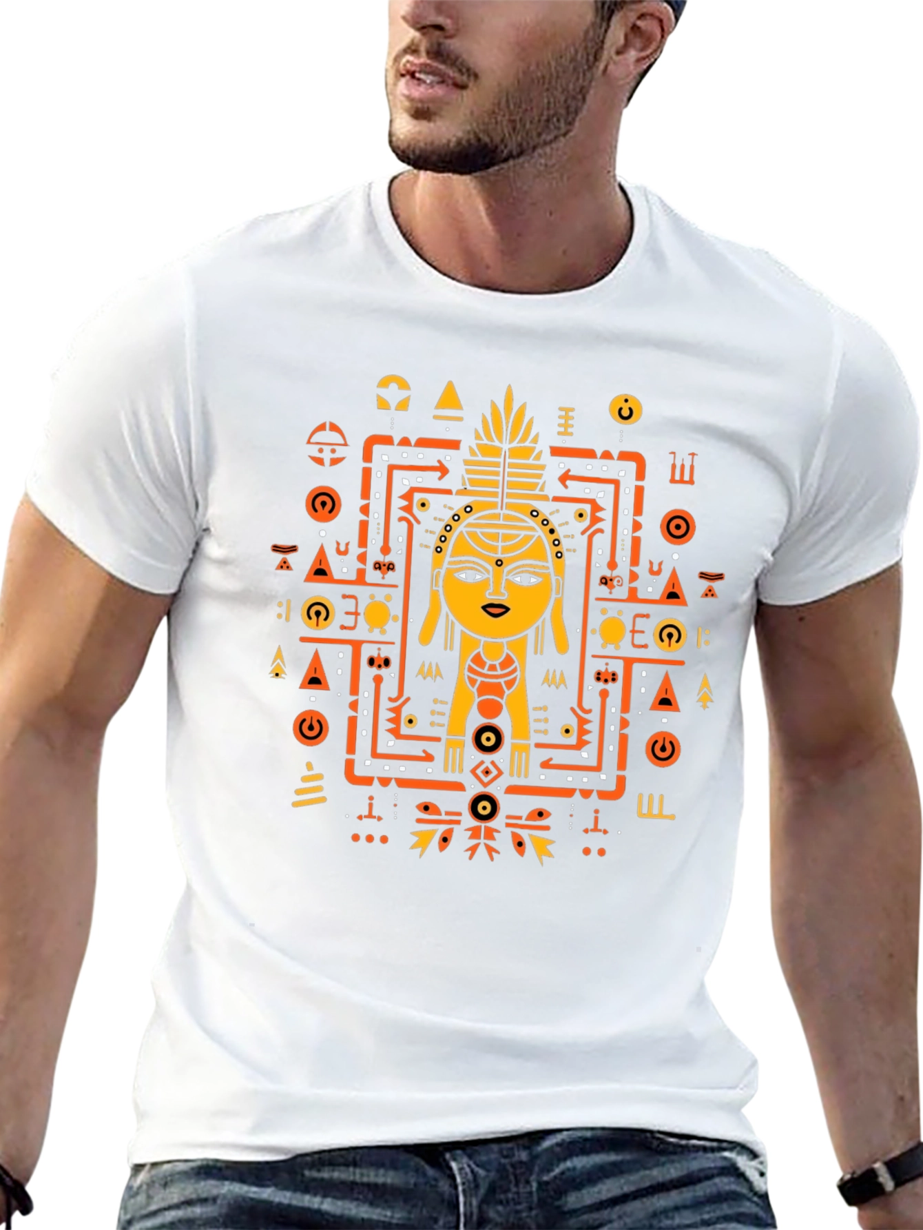 Unique Graphic Tee - Tribal Art Style