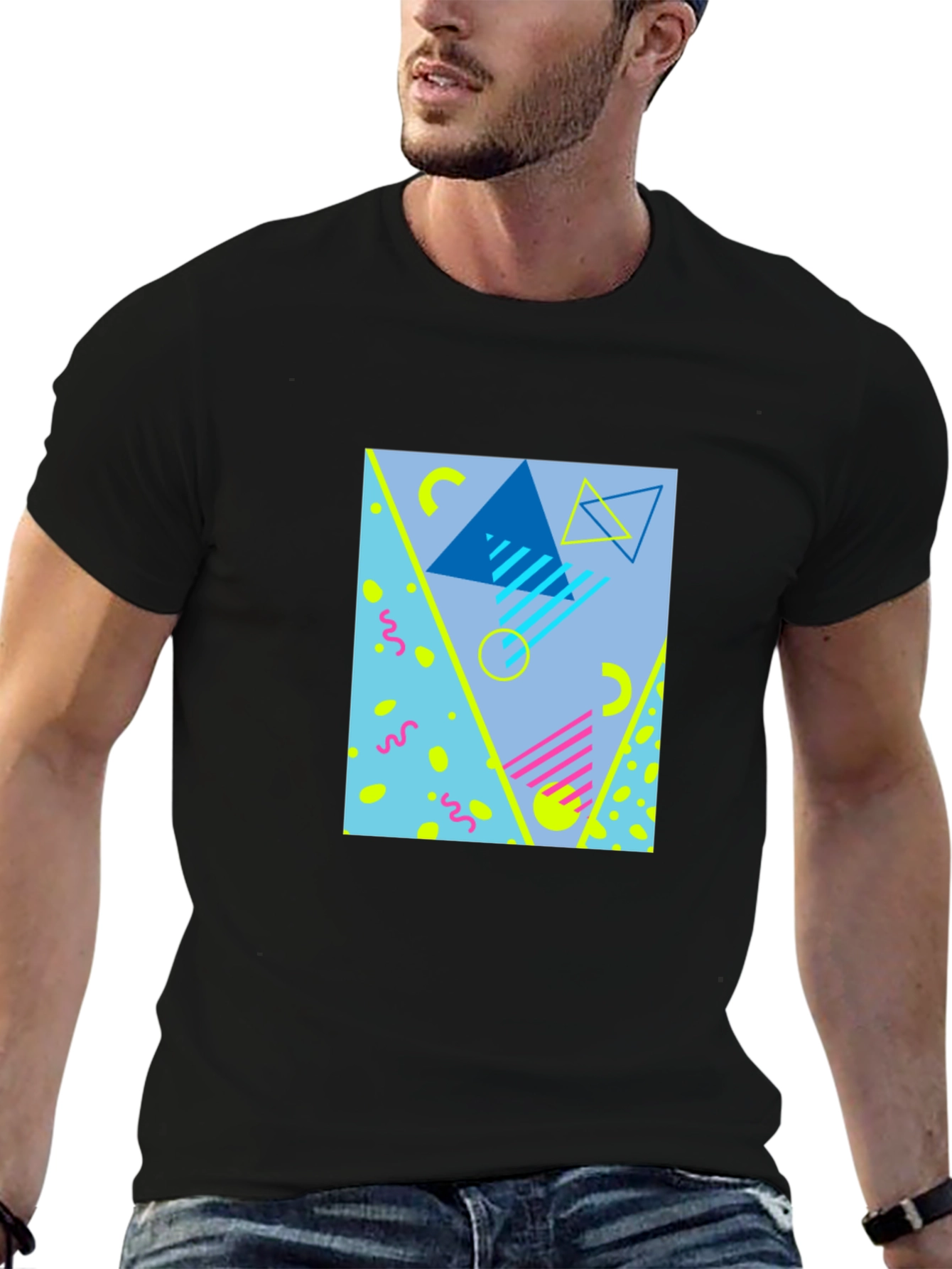 Retro 90s Style Graphic T-Shirt - Black