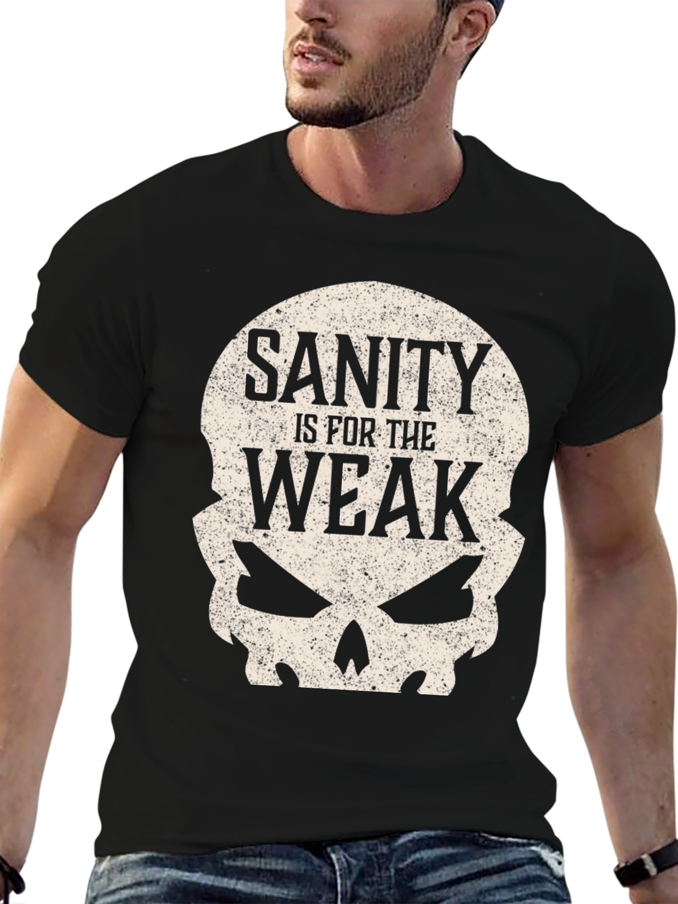 Sanity Is For The Weak Skull Graphic Tee