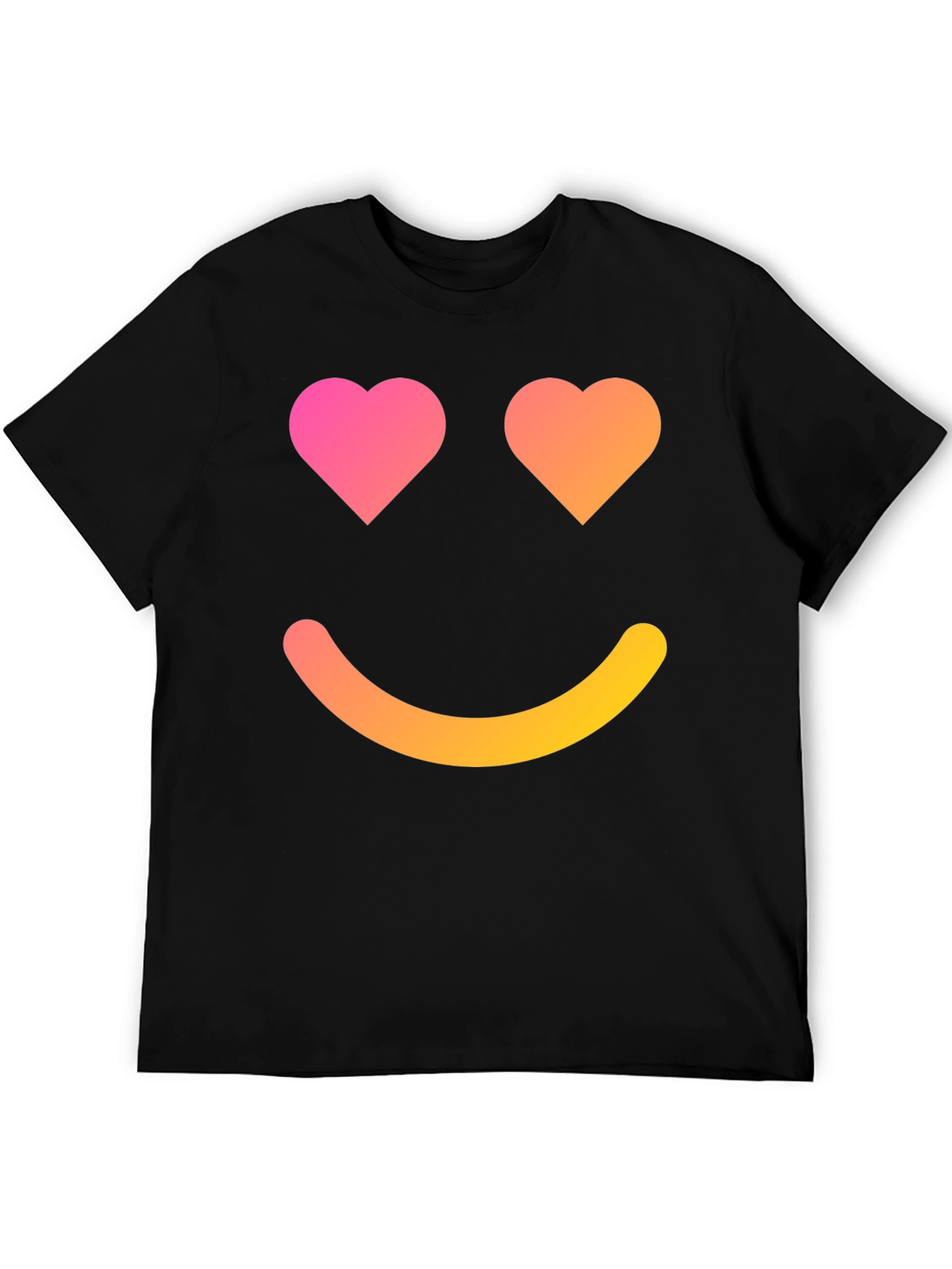 Heart Eyes Emoji Graphic Black T-Shirt