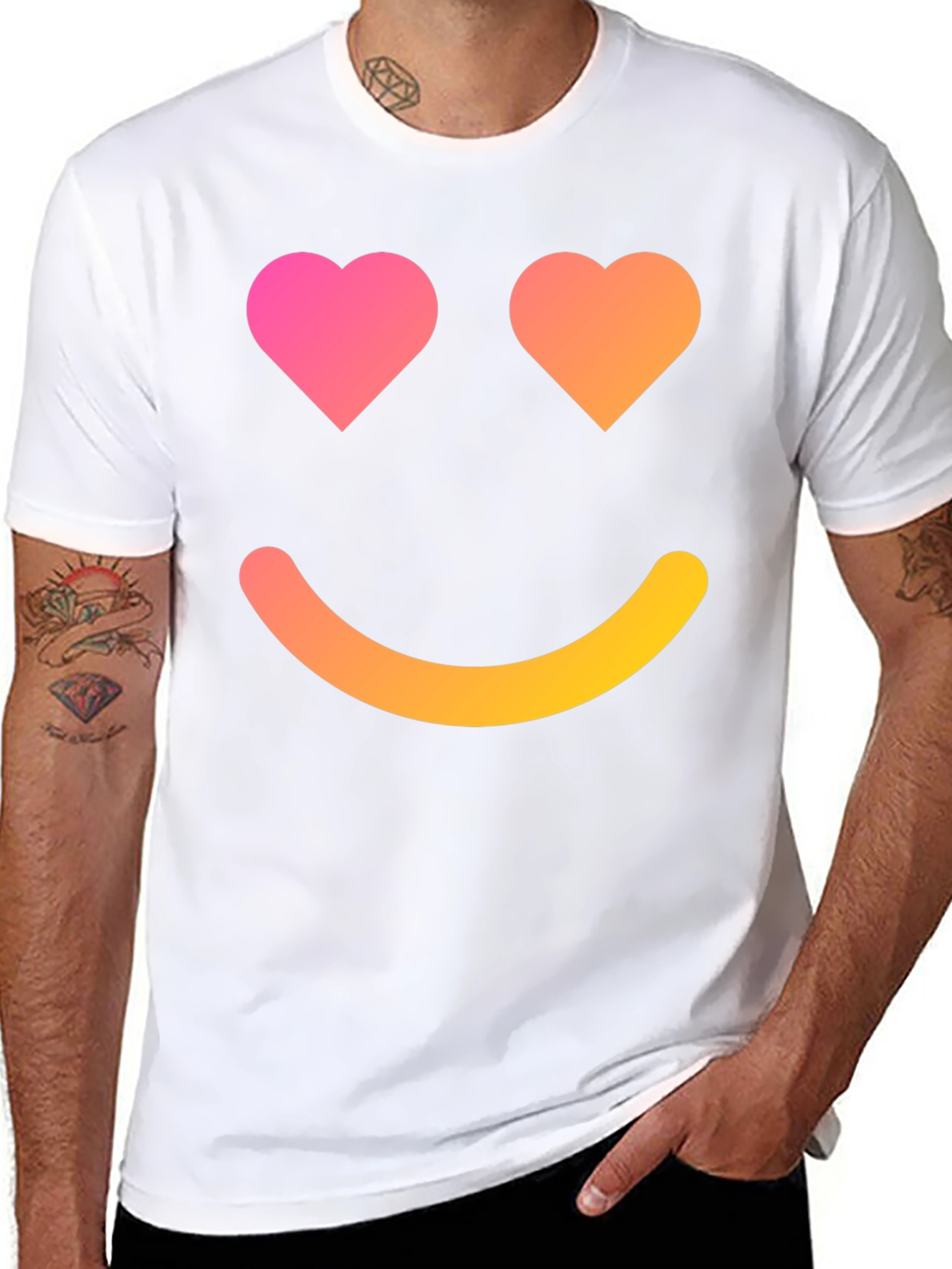 Heart Eyes Emoji Graphic Black T-Shirt