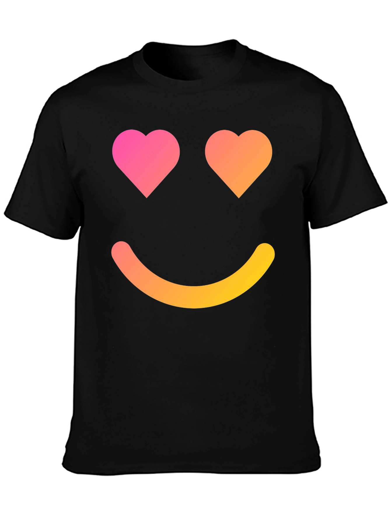 Heart Eyes Emoji Graphic Black T-Shirt