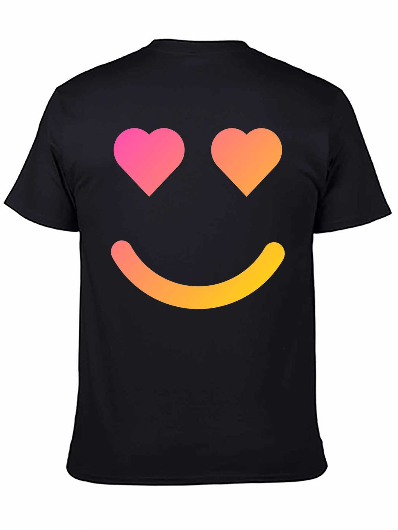 Heart Eyes Emoji Graphic Black T-Shirt