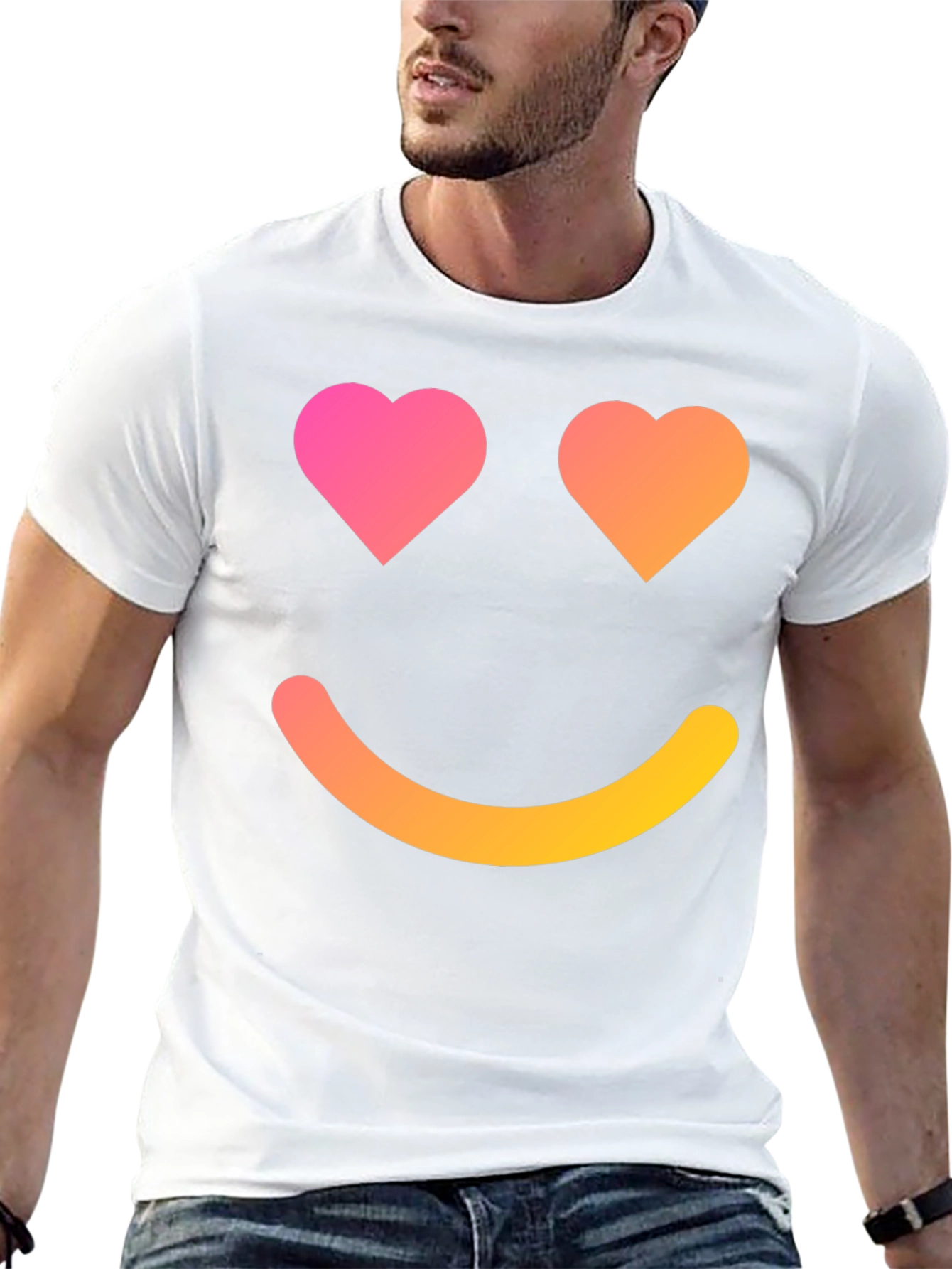 Heart Eyes Emoji Graphic Black T-Shirt