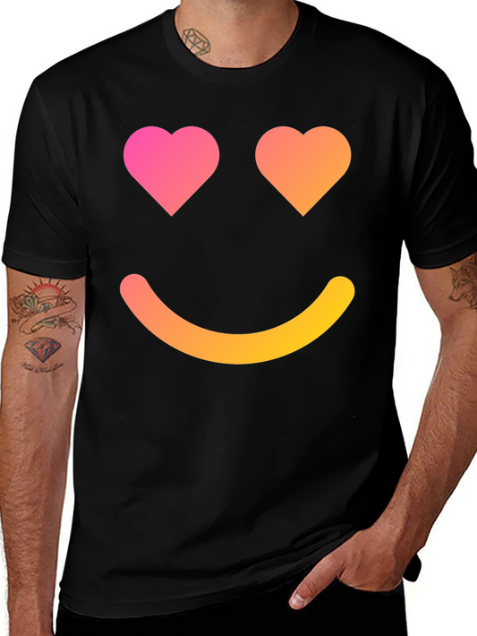 Heart Eyes Emoji Graphic Black T-Shirt