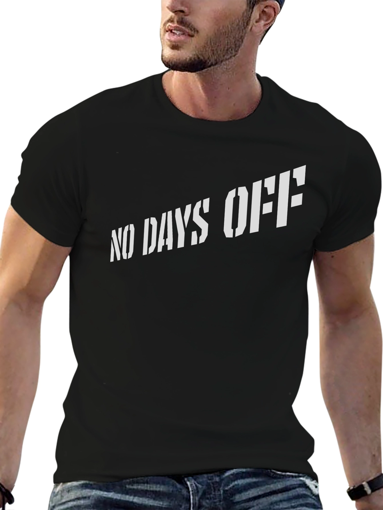 Mens No Days Off Black Graphic Tee