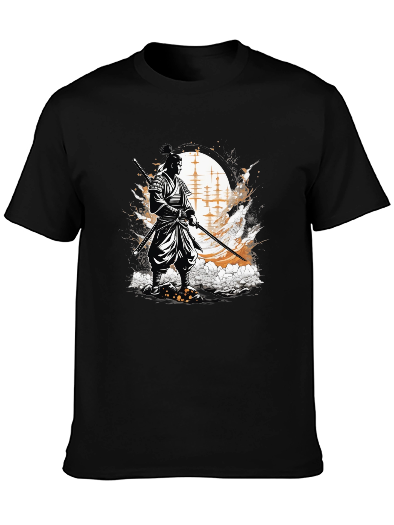 Samurai Graphic Tee - Black Cotton Blend