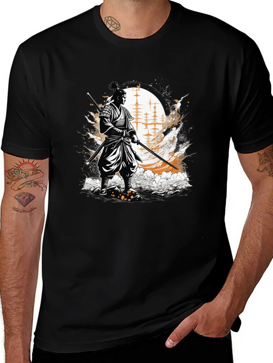 Samurai Graphic Tee - Black Cotton Blend