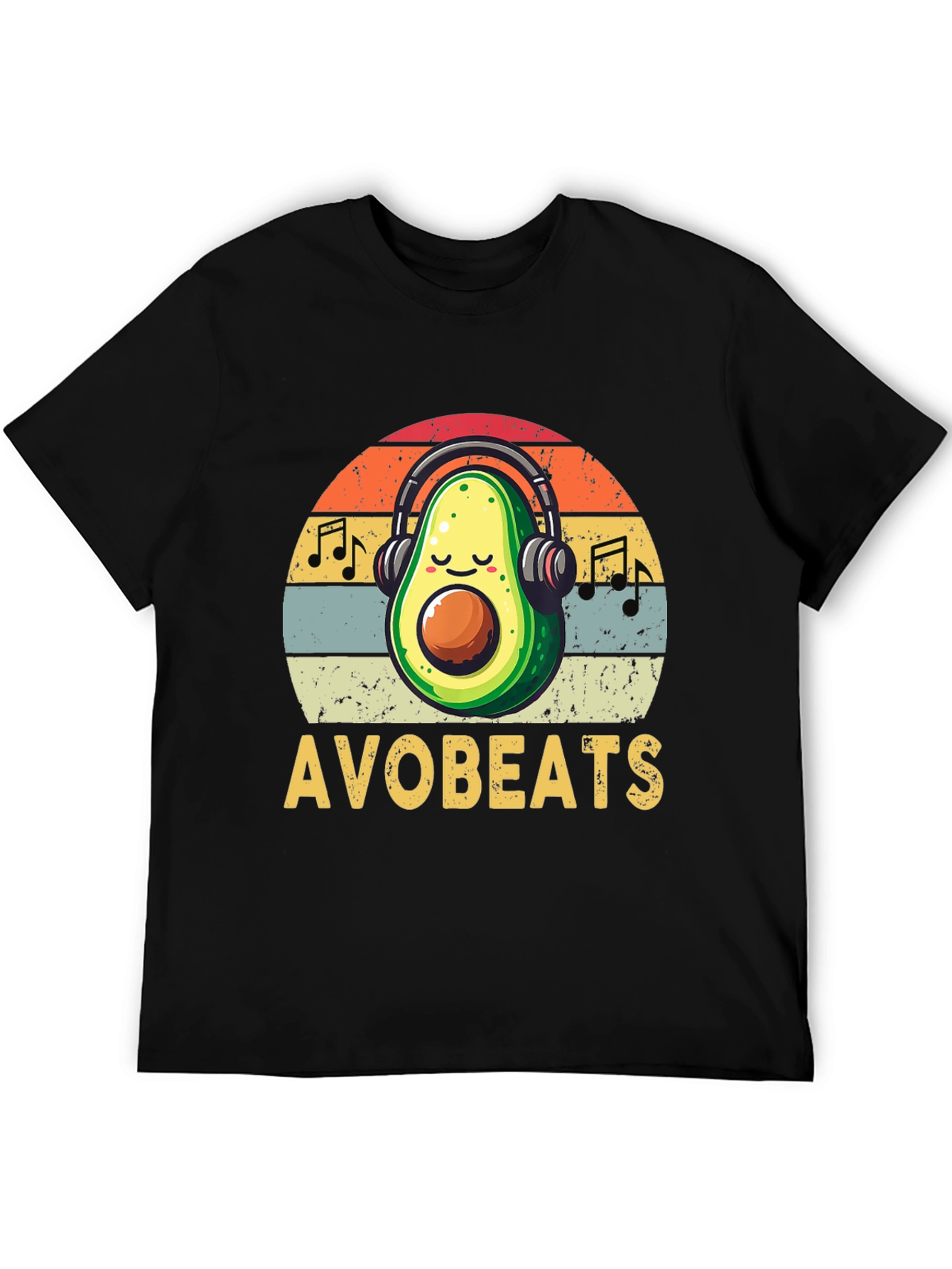 AvoBeats T-Shirt: Avocado with Headphones Retro Style