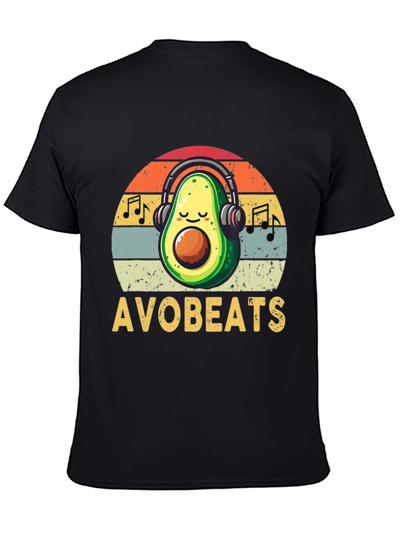 AvoBeats T-Shirt: Avocado with Headphones Retro Style