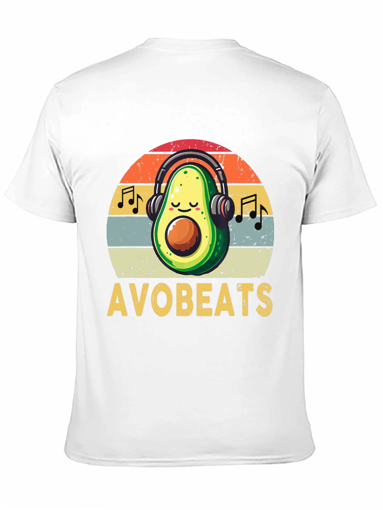 AvoBeats T-Shirt: Avocado with Headphones Retro Style