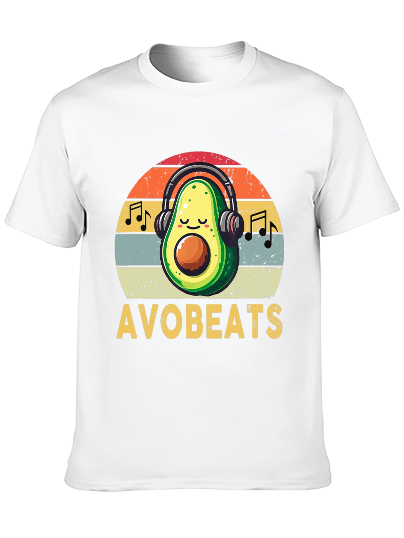 AvoBeats T-Shirt: Avocado with Headphones Retro Style