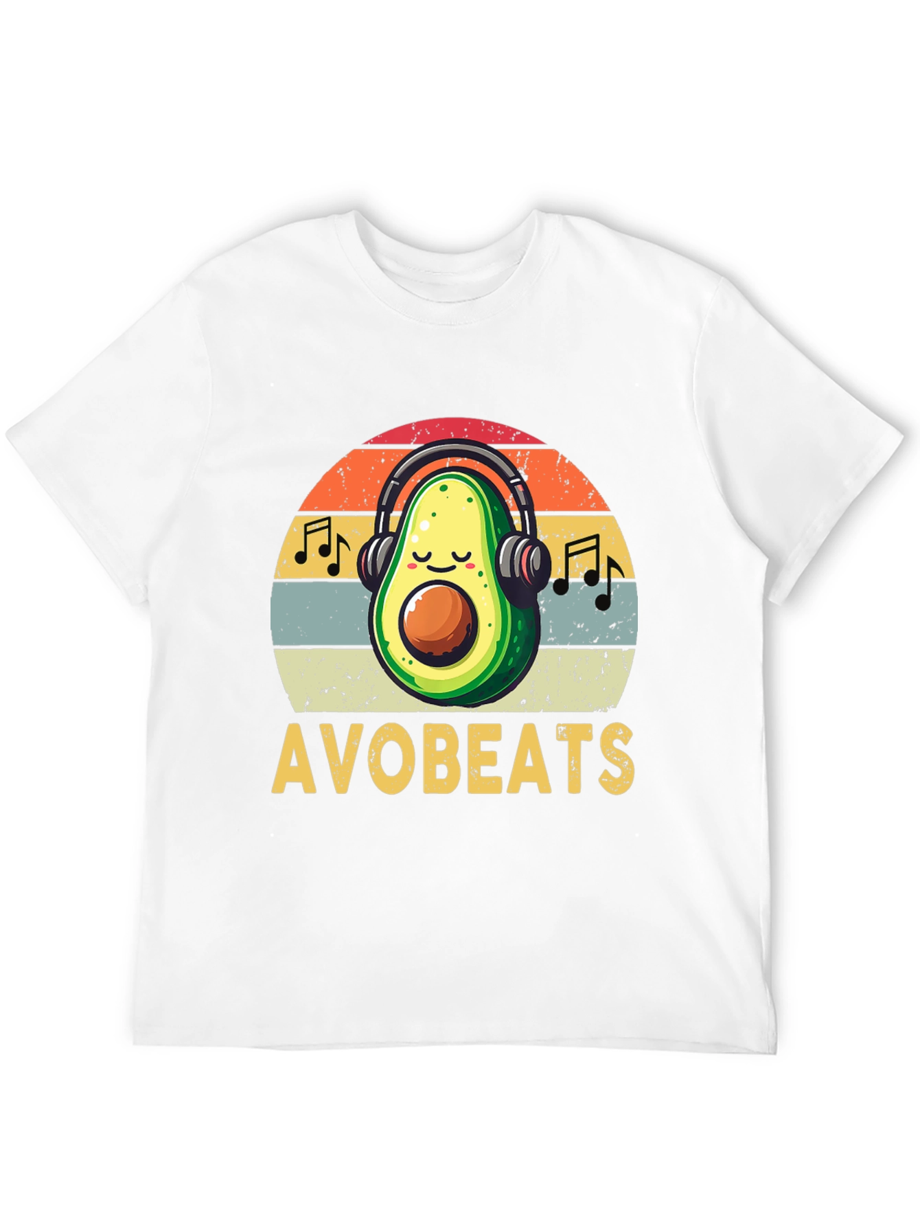 AvoBeats T-Shirt: Avocado with Headphones Retro Style