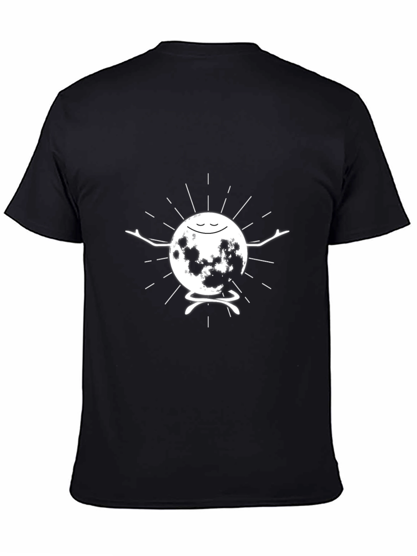 Meditating Moon Graphic T-Shirt - Black