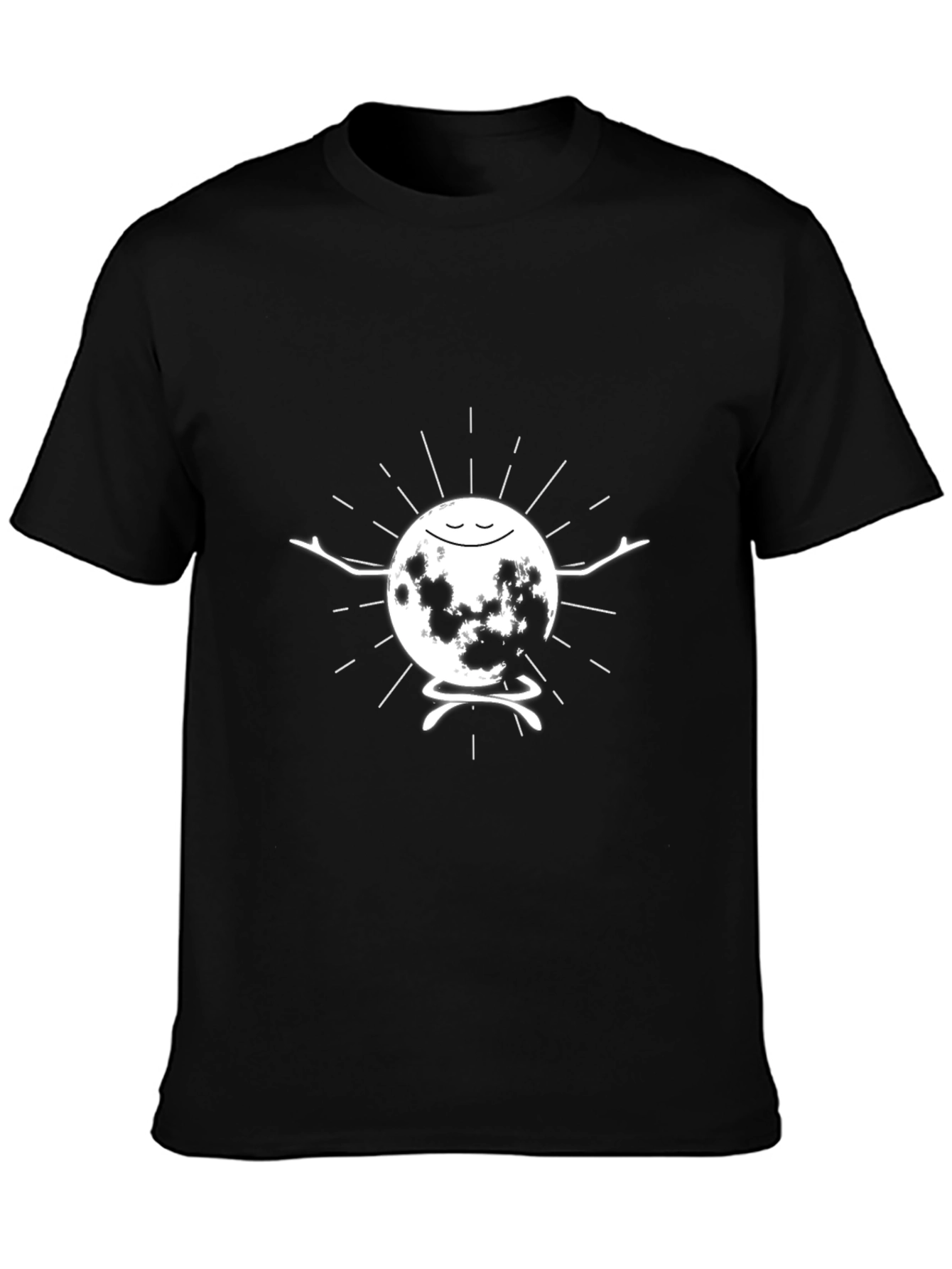 Meditating Moon Graphic T-Shirt - Black