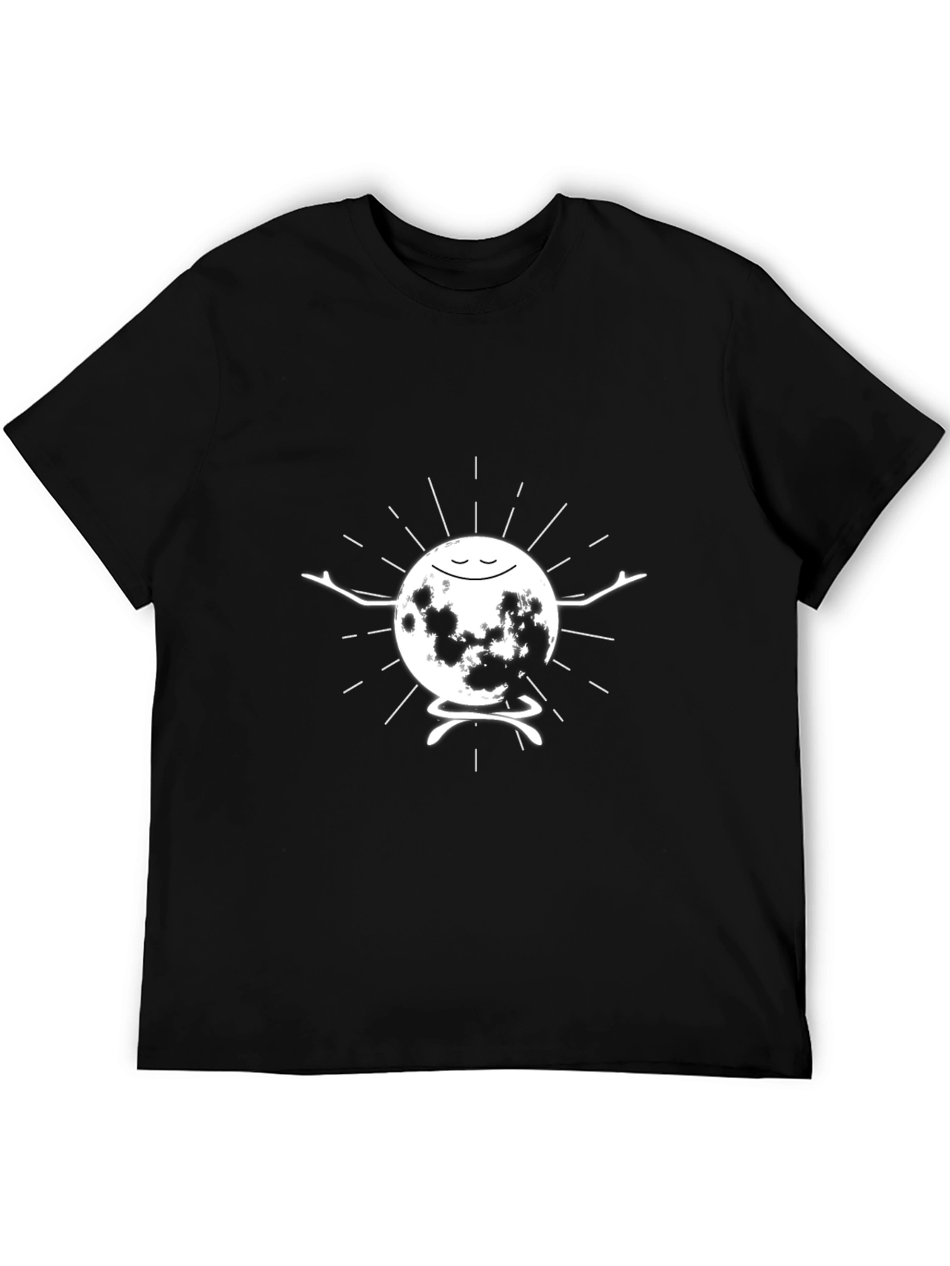Meditating Moon Graphic T-Shirt - Black