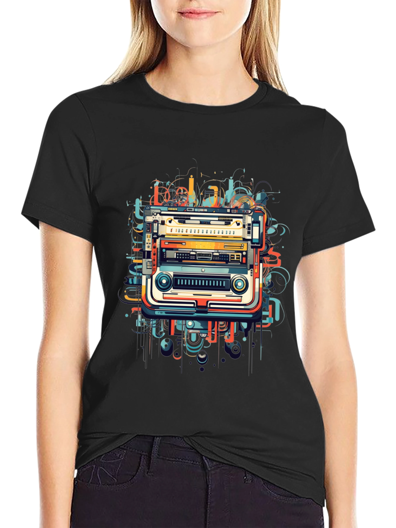 Retro Tech Graphic Tee - Modern Art