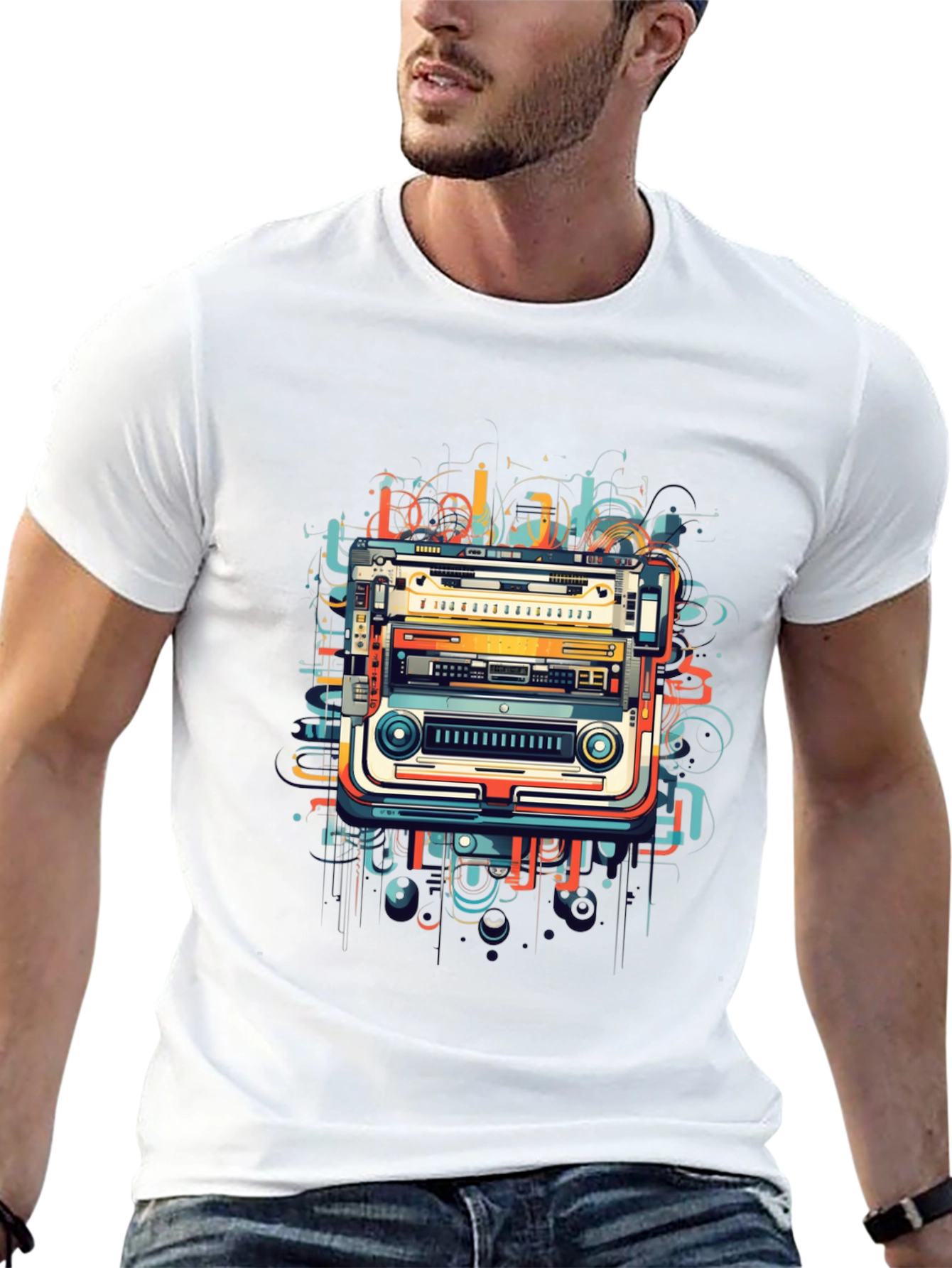 Retro Tech Graphic Tee - Modern Art