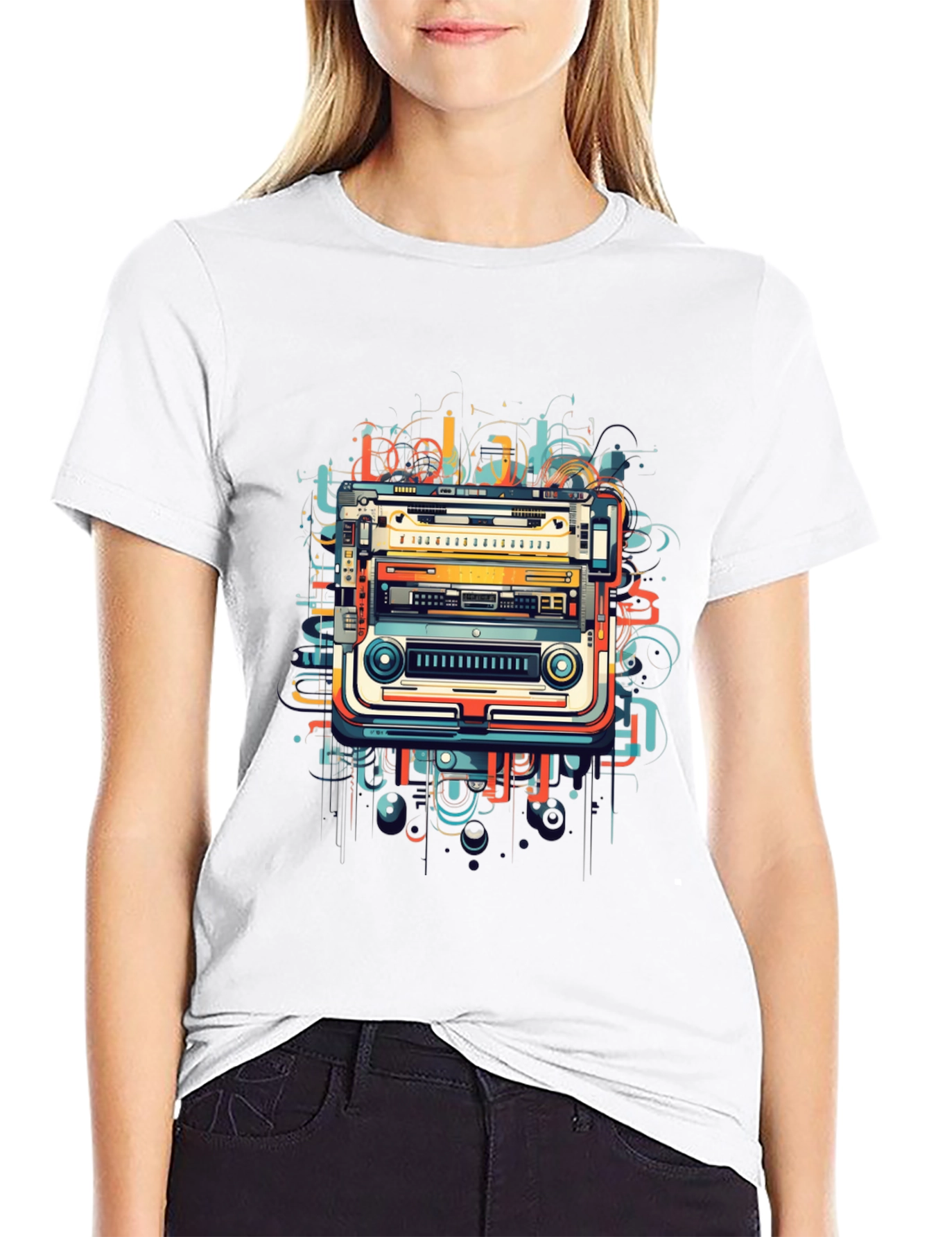 Retro Tech Graphic Tee - Modern Art