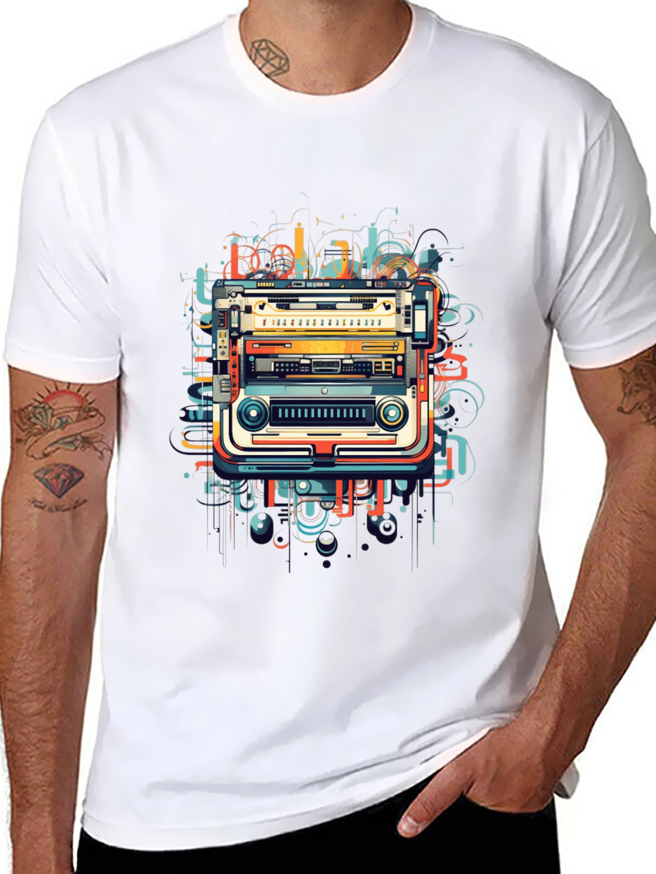 Retro Tech Graphic Tee - Modern Art