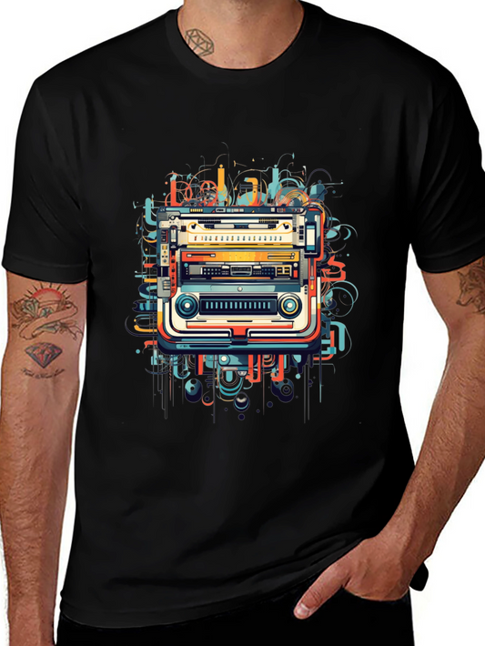 Retro Tech Graphic Tee - Modern Art