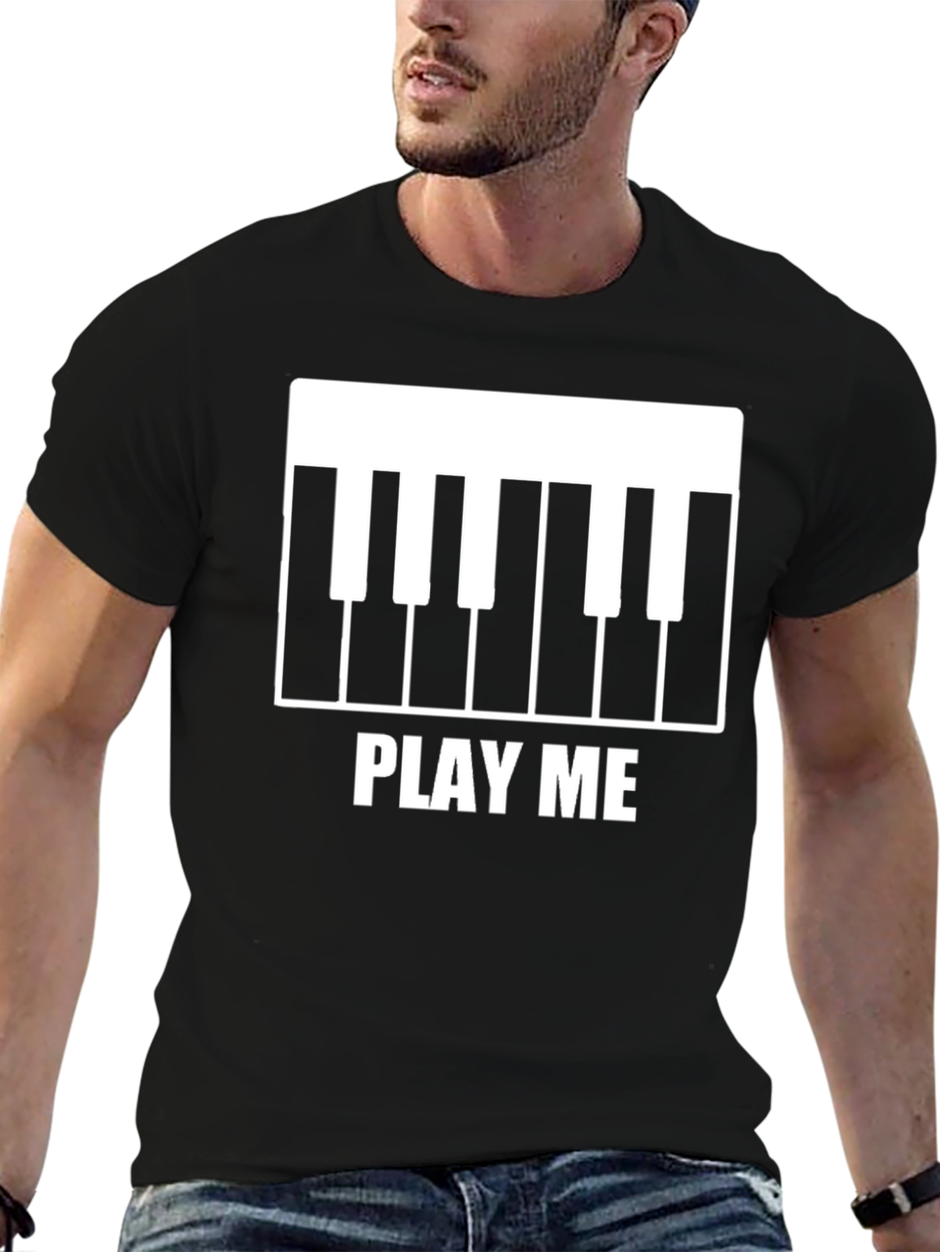 Play Me Piano Keys Graphic T-Shirt - Black