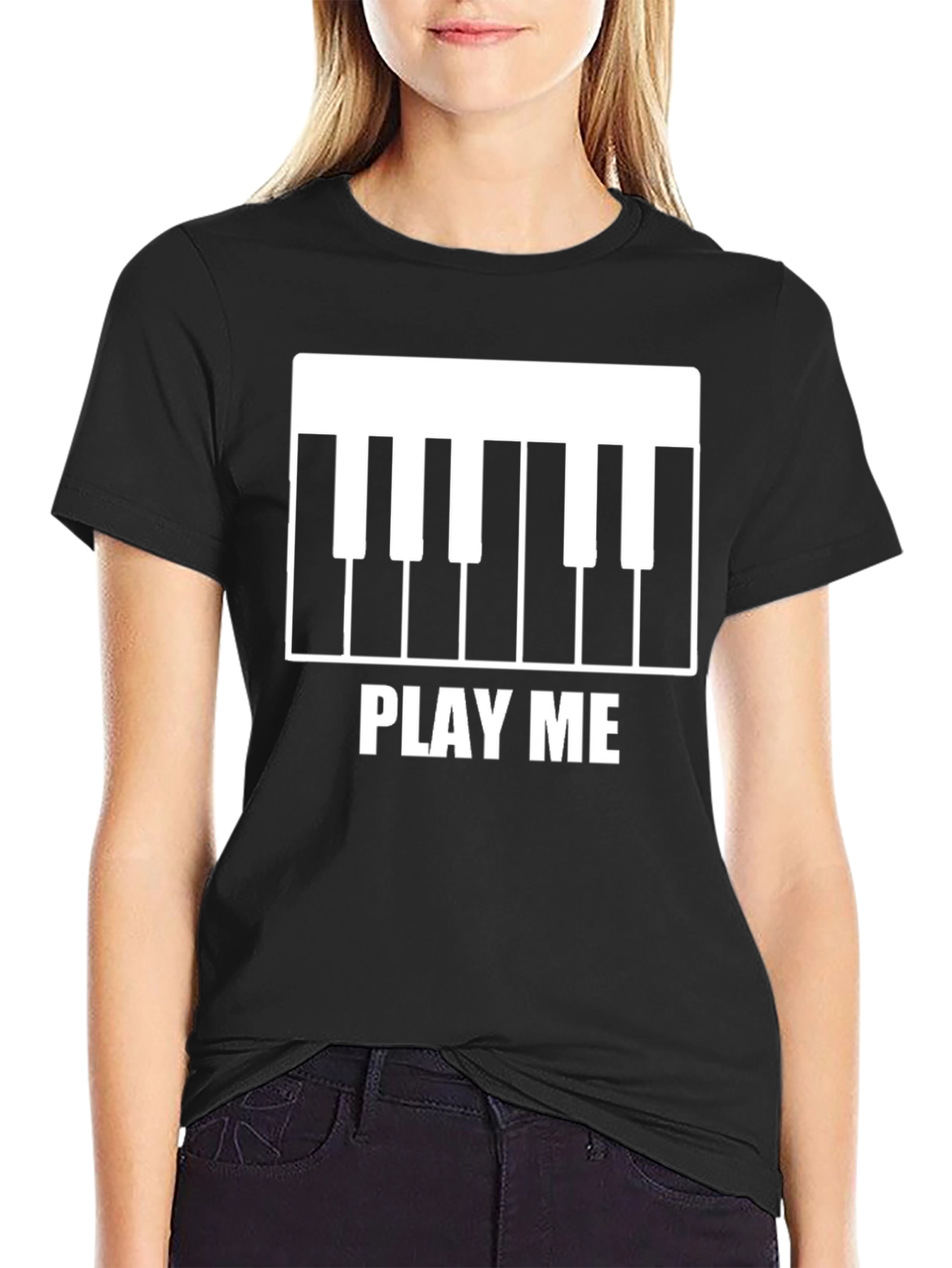 Play Me Piano Keys Graphic T-Shirt - Black