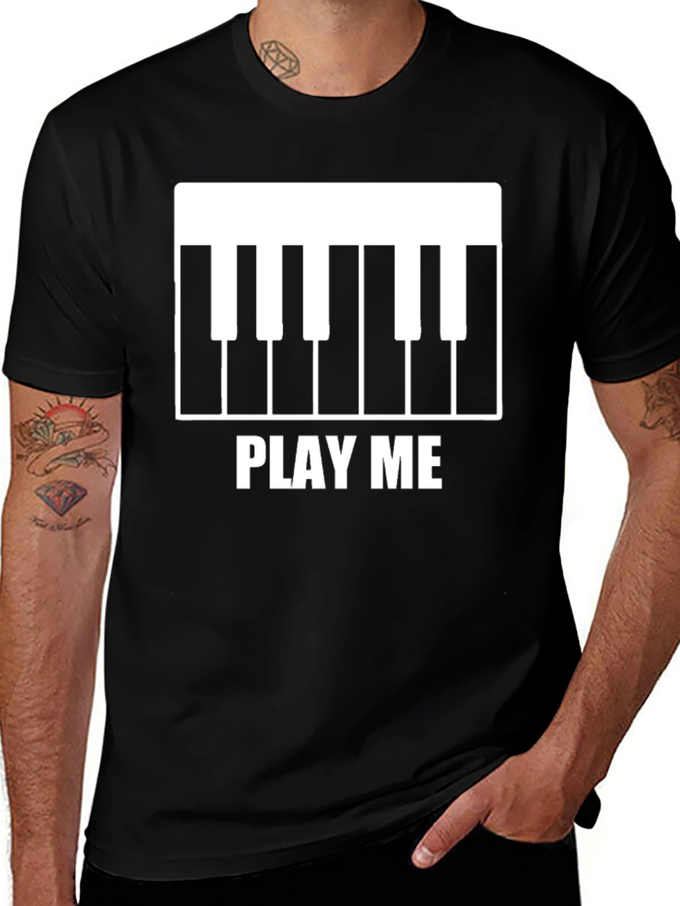 Play Me Piano Keys Graphic T-Shirt - Black