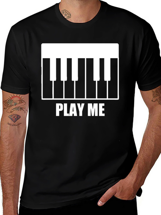 Play Me Piano Keys Graphic T-Shirt - Black