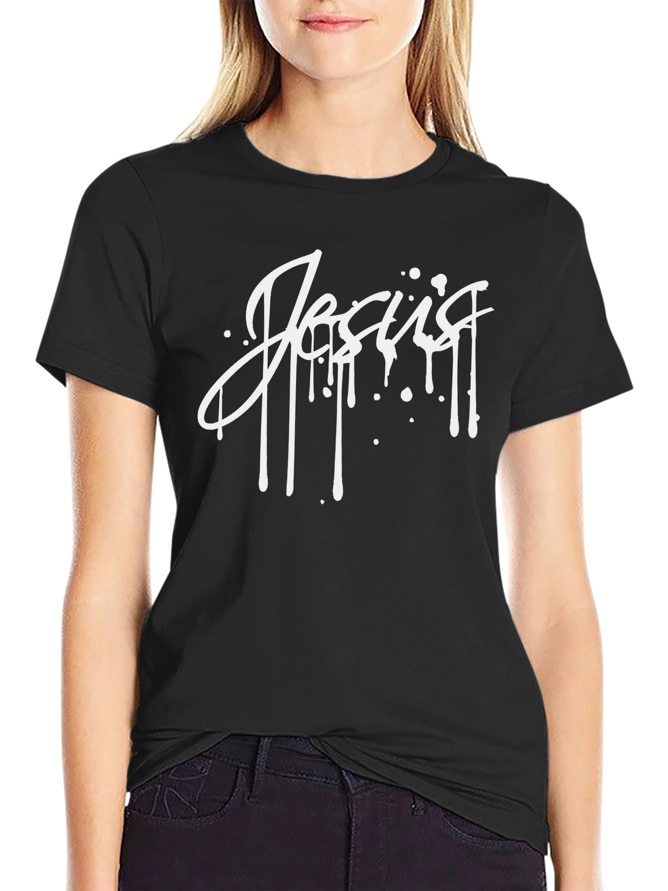 Jesus Graphic Print Black T-Shirt Christian Apparel