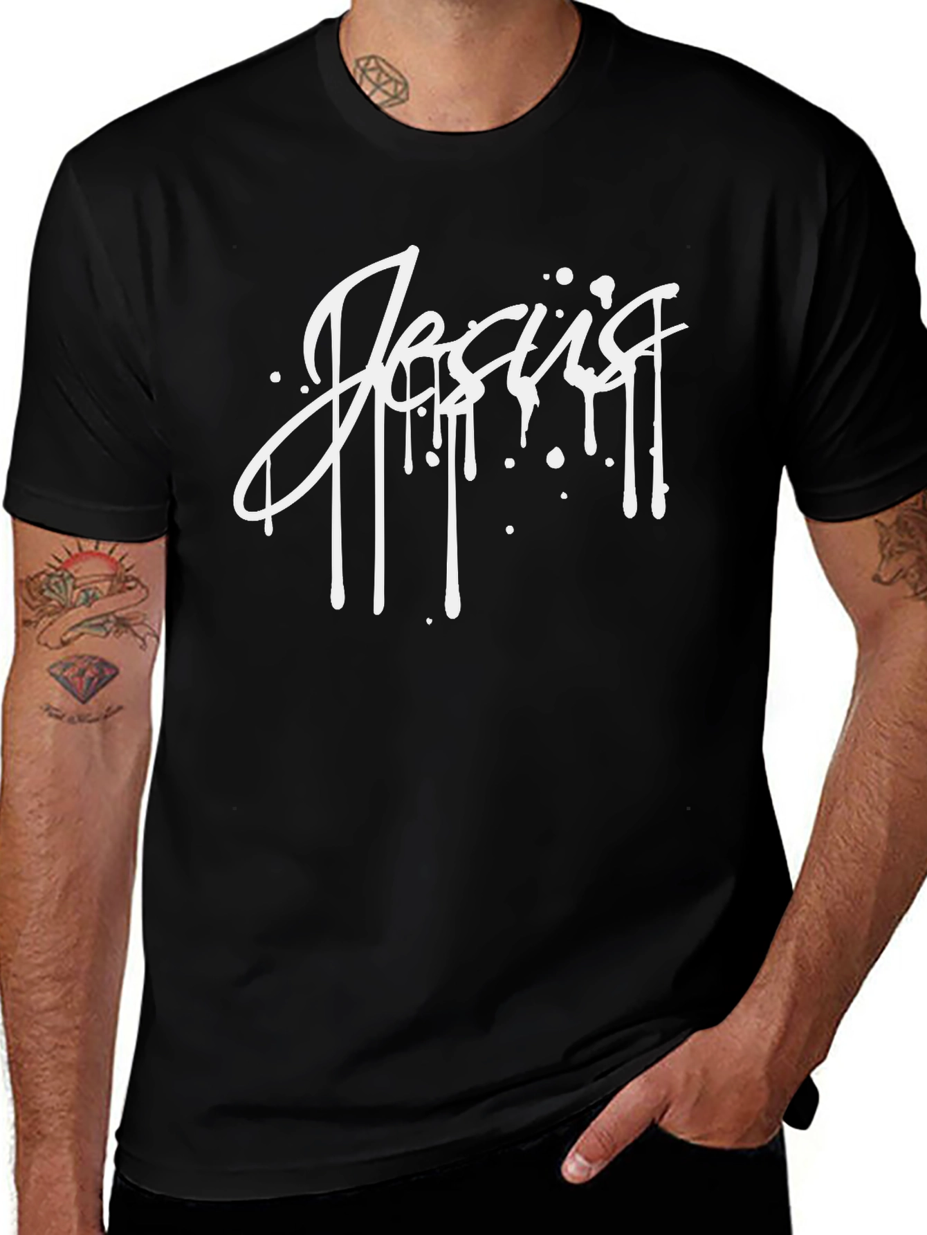 Jesus Graphic Print Black T-Shirt Christian Apparel