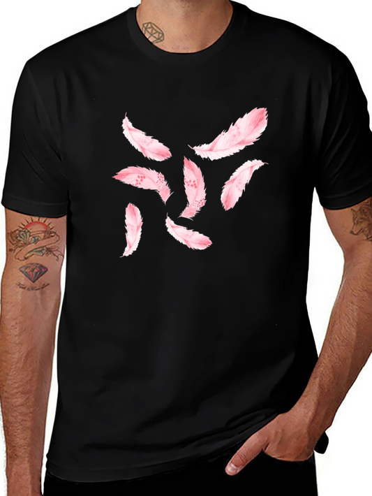 Feather Print Black T-Shirt
